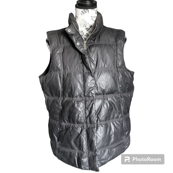 eddie bauer vintage womens medium black puffer goose down full zip vest flawed - Picture 3 of 10